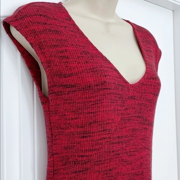 Maeve for Anthropologie Woman's Sz S "Arete" Red Ribbed Knit Midi Dress - Picture 3 of 6